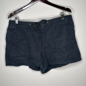 GAP Pull On Utility Linen Cotton Blend Drawstring Shorts in Black Size XL